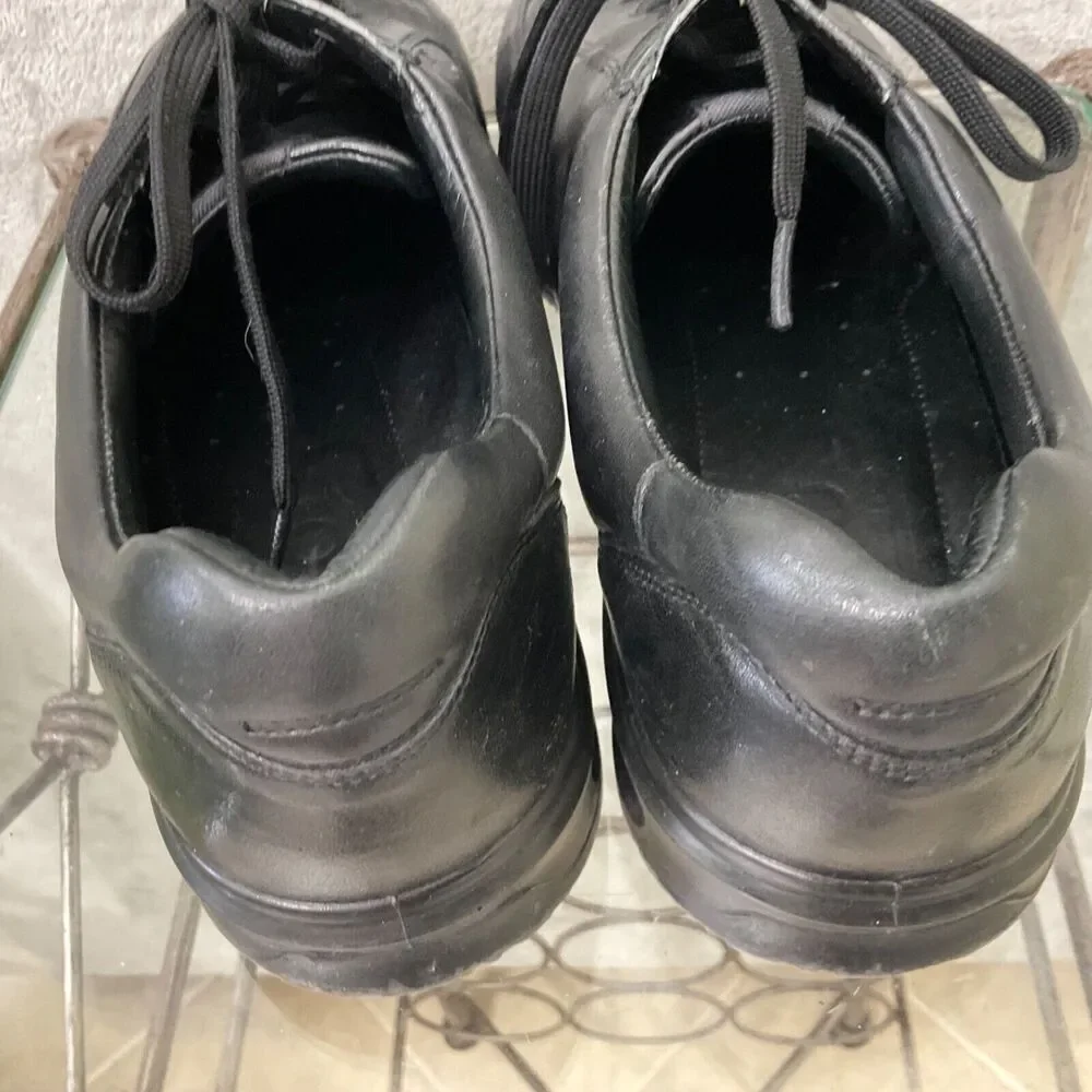 Ecco Shoes Casual Sneakers Men Sz. 46/US sz. 13 Black Leather Lace Up Oxfords
